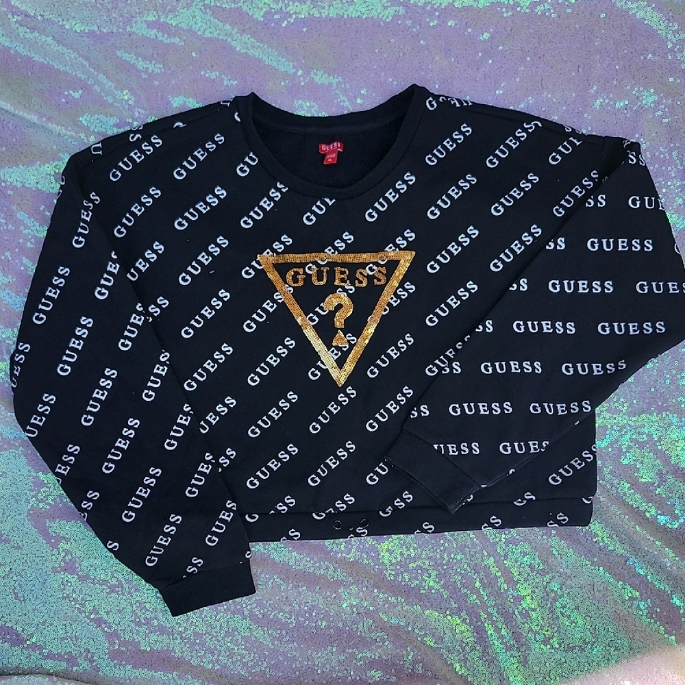 GUESS Black and Gold Logo Men's Sweater